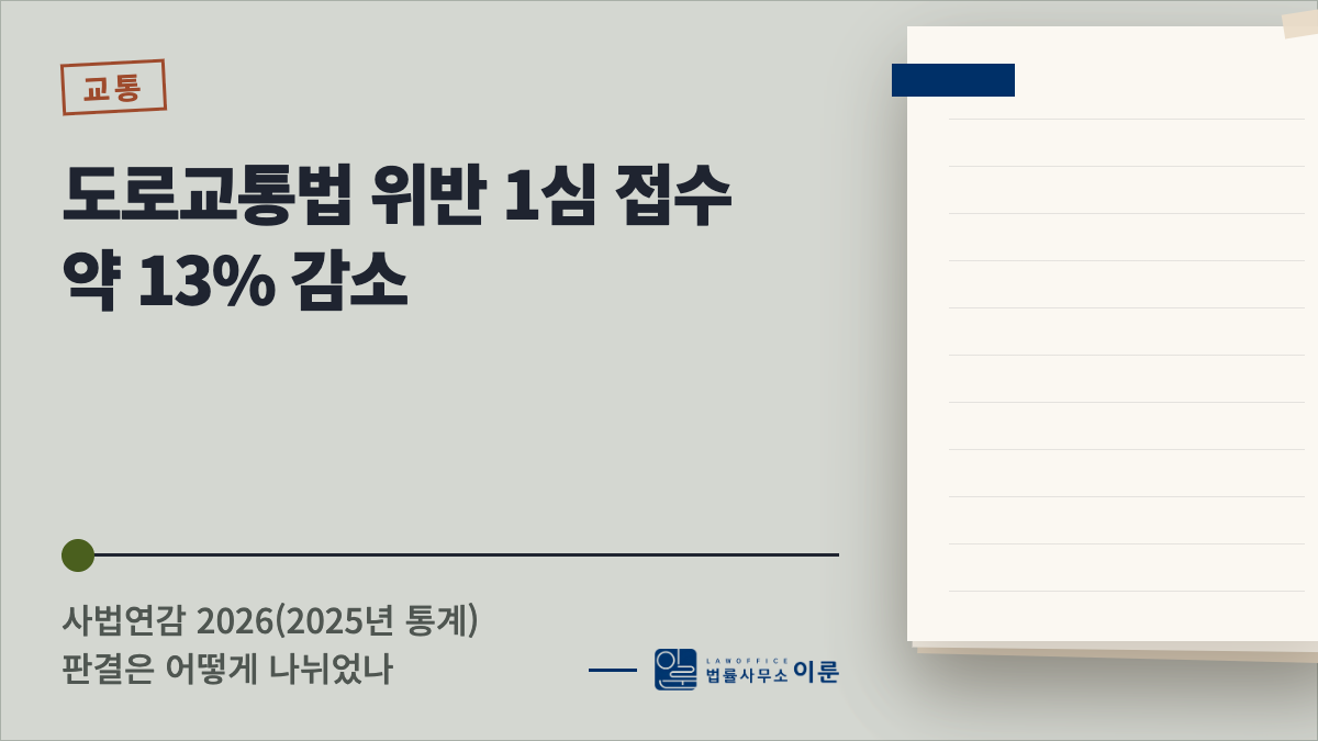 도로교통법 위반 1심 접수 약 13% 감소, 판결은 어떻게 나뉘었나 — 2025년 도로교통법·교통사고처리특례법 위반 재판 통계