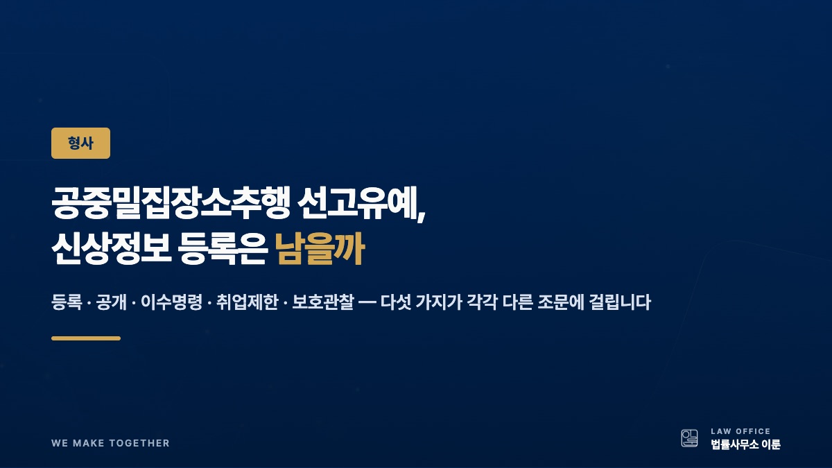 공중밀집장소추행 선고유예, 신상정보 등록은 남을까